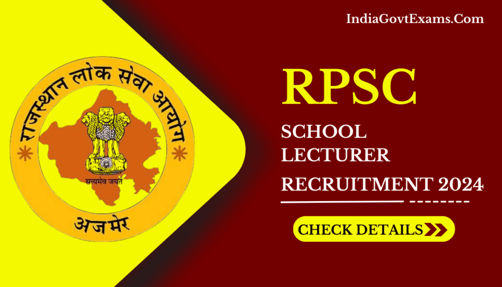RPSC School Lecturer PGT Recruitment 2024