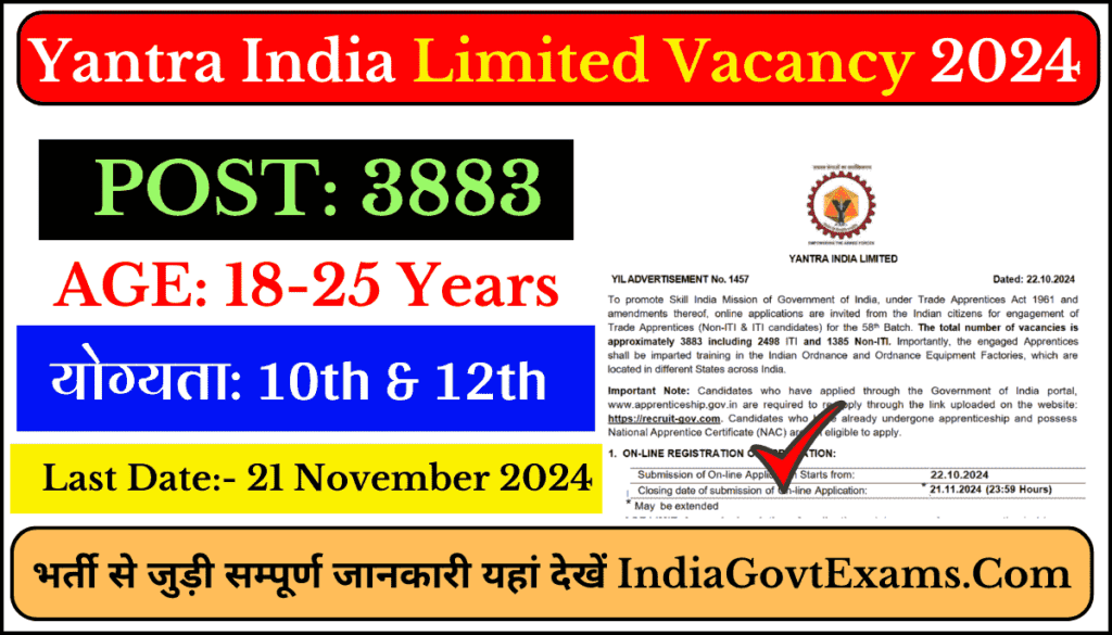 Yantra India Limited Vacancy