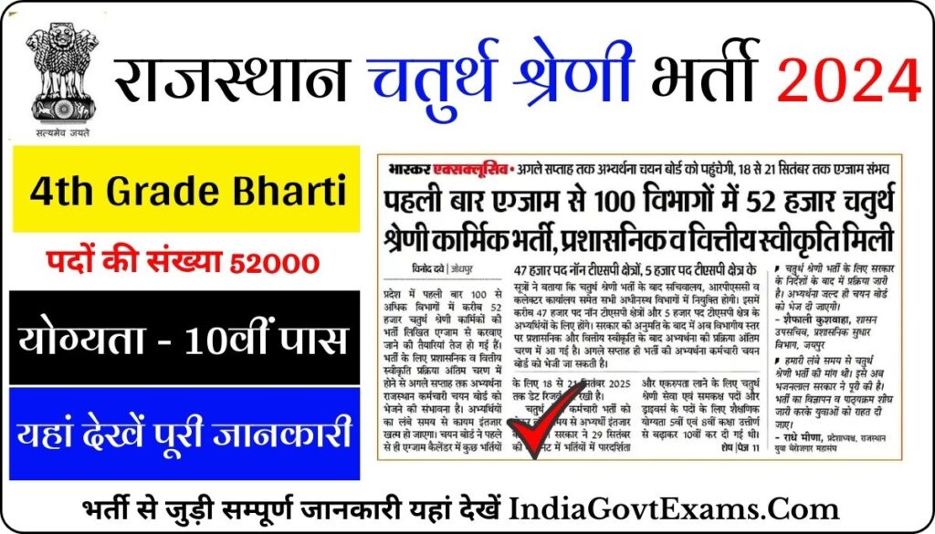 Rajasthan 4th Grade Recruitment 2024