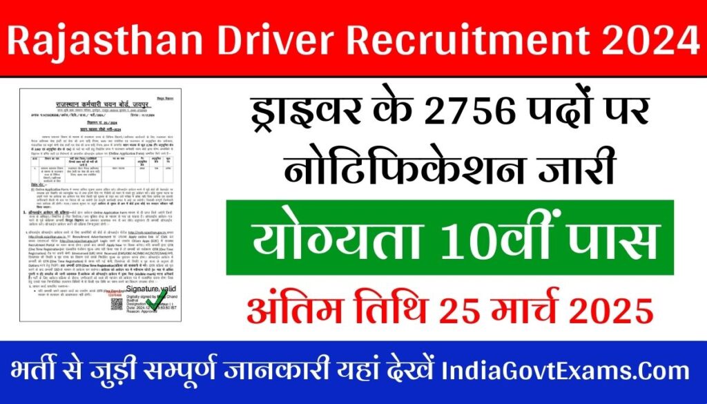 Rajasthan Driver Recruitment 2024