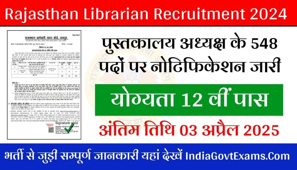 Rajasthan Librarian Recruitment 2024