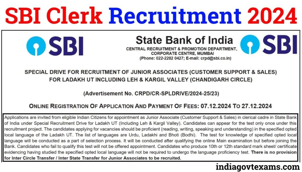 SBI Clerk Recruitment 2024