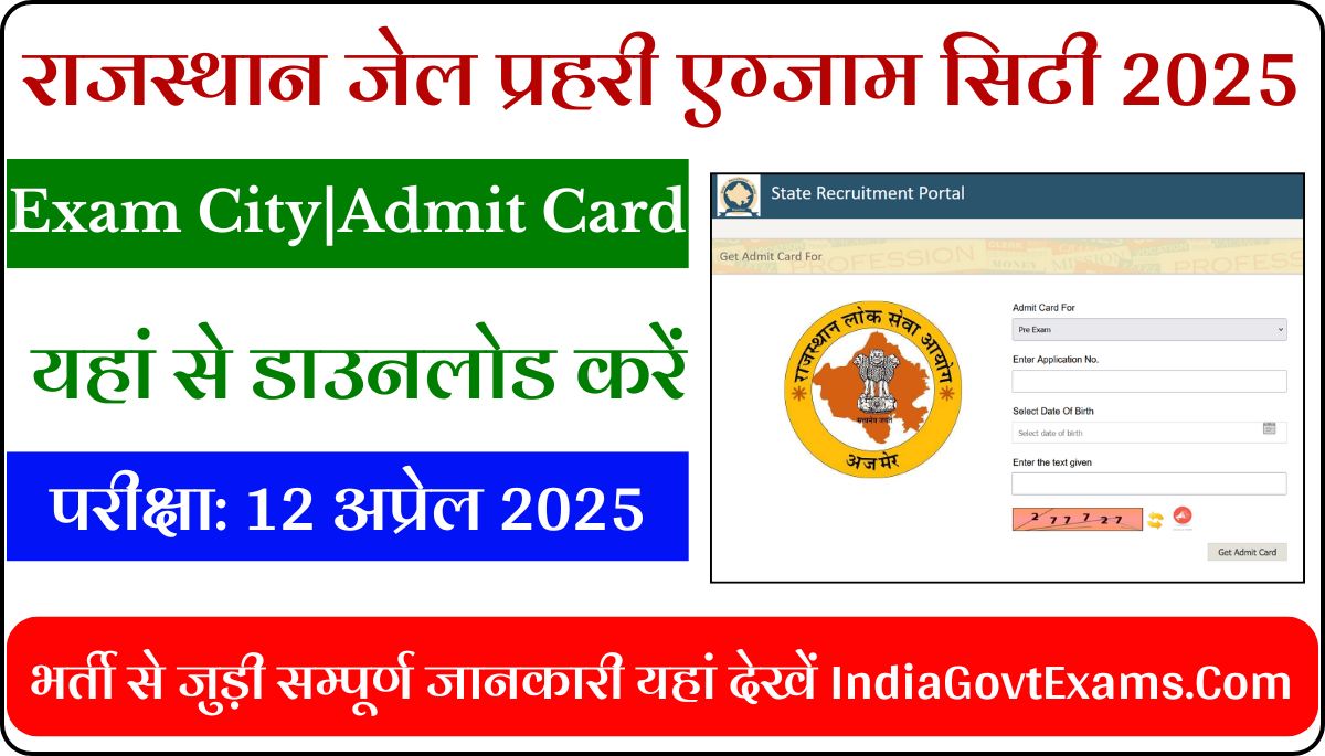 Rajasthan Jail Prahari Exam City 2025 released 