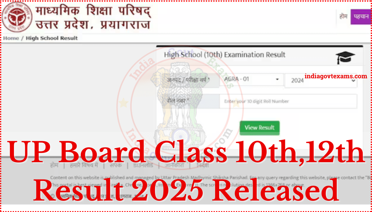 UP Board Class 10th,12th Result 2025 Released