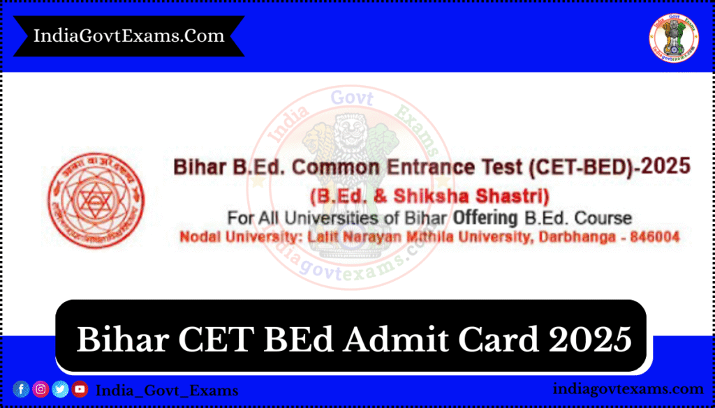 Bihar CET BEd Admit Card 2025