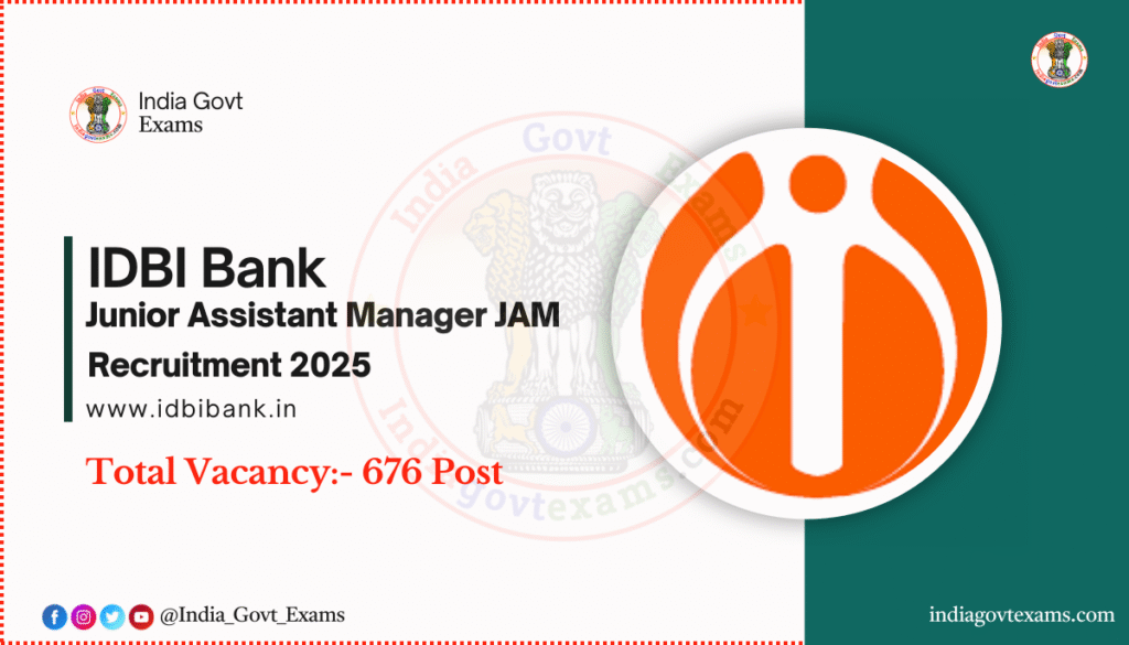 IDBI Bank Junior Assistant Manager JAM Grade O Recruitment 2025