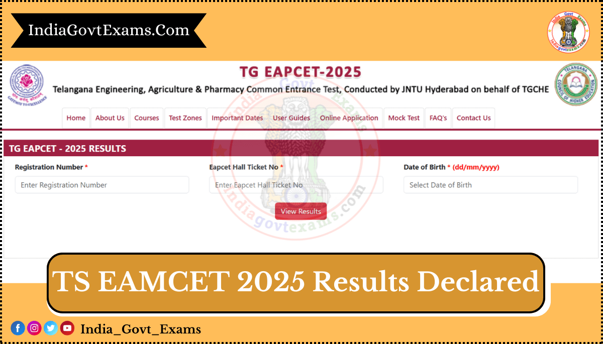 TS EAMCET 2025 Results Declared
