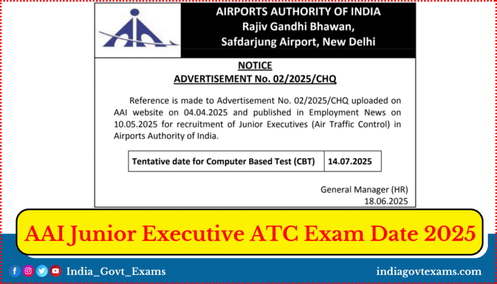 AAI Junior Executive ATC Exam Date 2025