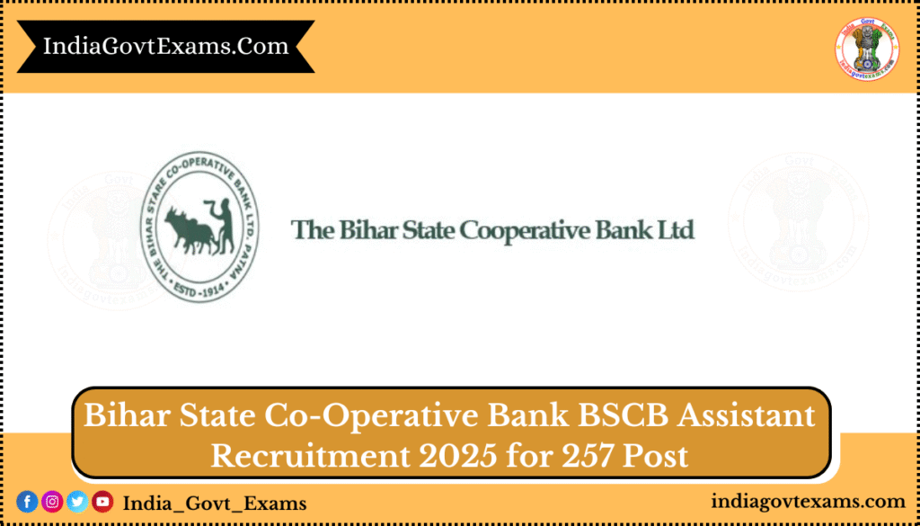 Bihar State Co-Operative Bank BSCB Assistant Recruitment 2025