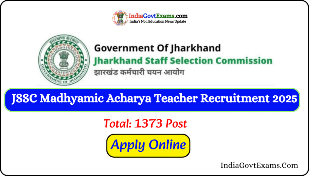 JSSC Madhyamic Acharya Teacher Recruitment 2025