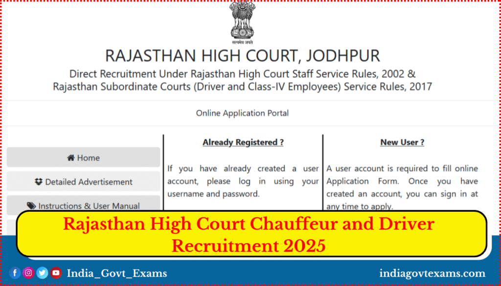 Rajasthan High Court Chauffeur and Driver Recruitment 2025